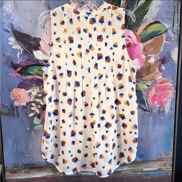 Anthropologie Maeve Fragola Ruffle Tank with a strawberry print sz 2 - Picture 7 of 9